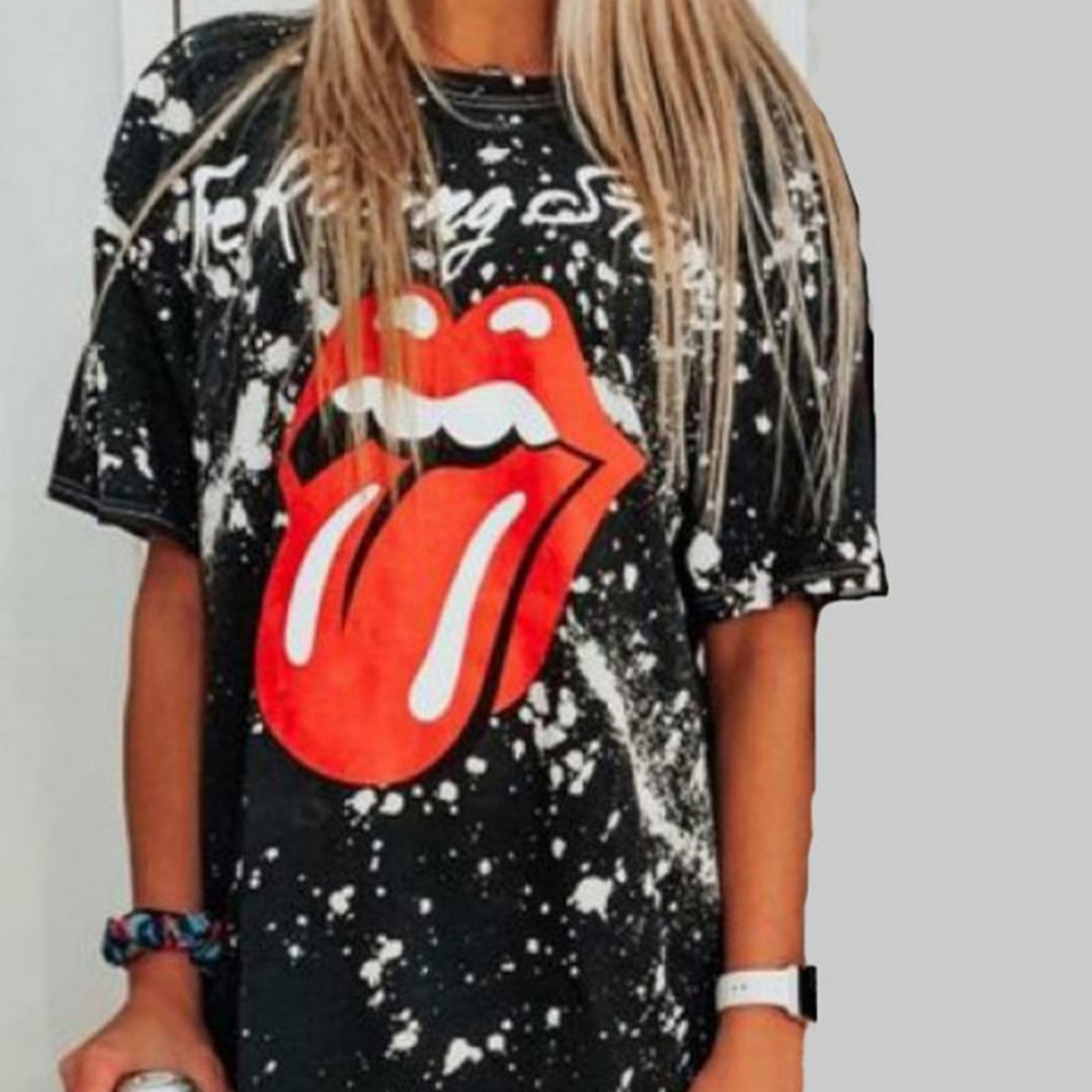 🖤LAST ONE Black Acid Wash Rolling Stones Tee Soft - Picture 2 of 4